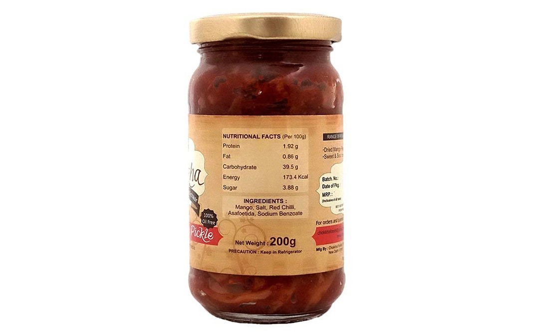 Chokkha Hing Mango Pickle    Glass Jar  200 grams